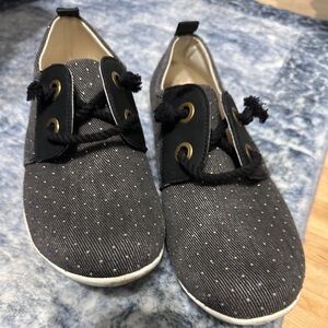 Calypso style Rod and Hammerson gold polka dot comfy shoes